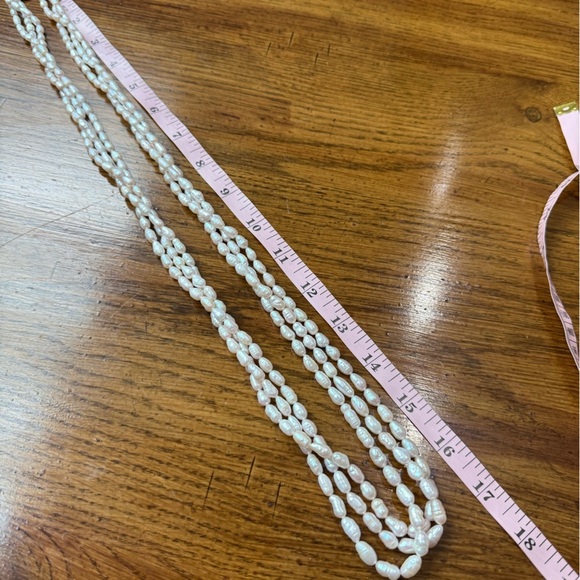 Three-Strand Hand-Knotted Freshwater Pearl Triple-Strand Necklace 35” - Picture 5 of 12